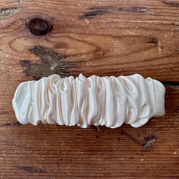 Anthropologie Accessories - Anthropologie Silk Satin Ivory Ruched Barrette NWOT